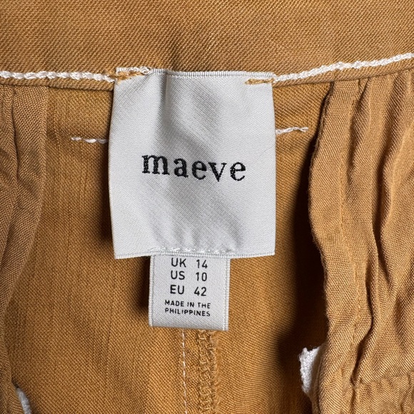 Anthropologie Maeve Wide Leg Pants High Rise Camel Brown US 10 - Picture 2 of 14